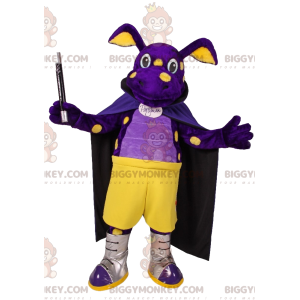 Costume de mascotte BIGGYMONKEY™ de cochon violet avec une cape