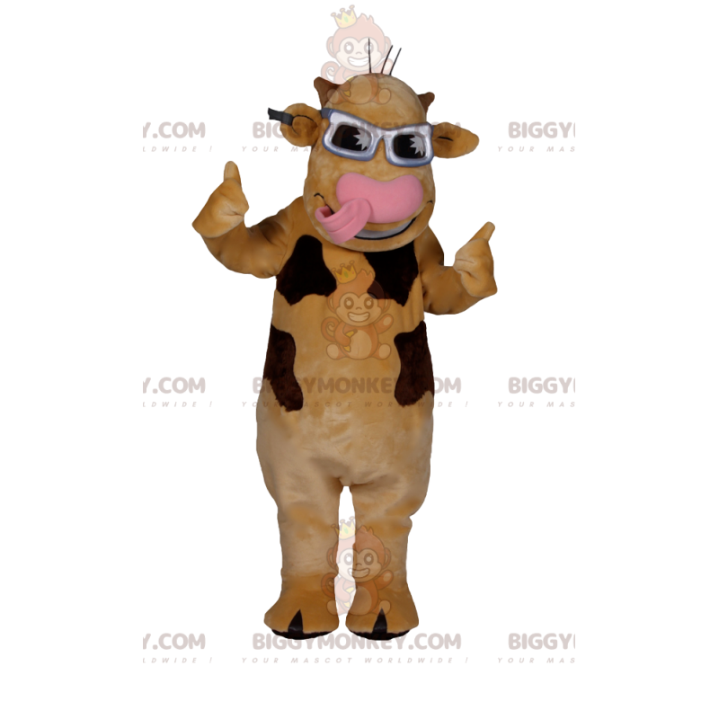 Costume de mascotte BIGGYMONKEY™ de vache beige super cool.