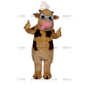 Super cool kostým maskota béžové krávy BIGGYMONKEY™. kostým