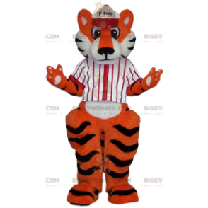 Tiger BIGGYMONKEY™ Mascot Costume With White Baseball Jersey -