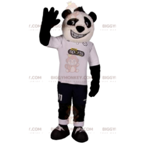 BIGGYMONKEY™ mascot costume of panda in sportswear. dance