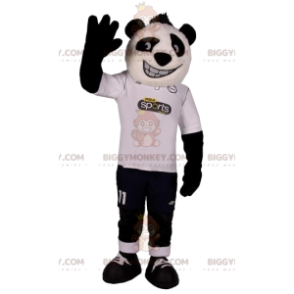 Fato de mascote BIGGYMONKEY™ de panda em roupa desportiva.