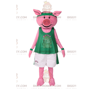 Costume de mascotte BIGGYMONKEY™ de cochon en tenue de sport.