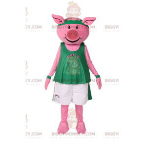 Costume de mascotte BIGGYMONKEY™ de cochon en tenue de sport.