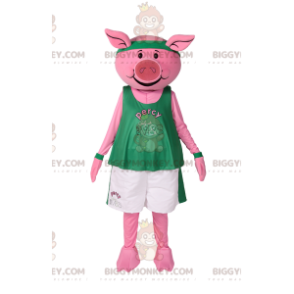 Disfraz de mascota Pig BIGGYMONKEY™ en ropa deportiva. disfraz