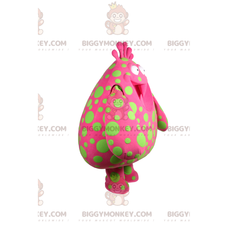 BIGGYMONKEY™ Costume da Mascotte Big Blob Fucsia a Pois Verdi -