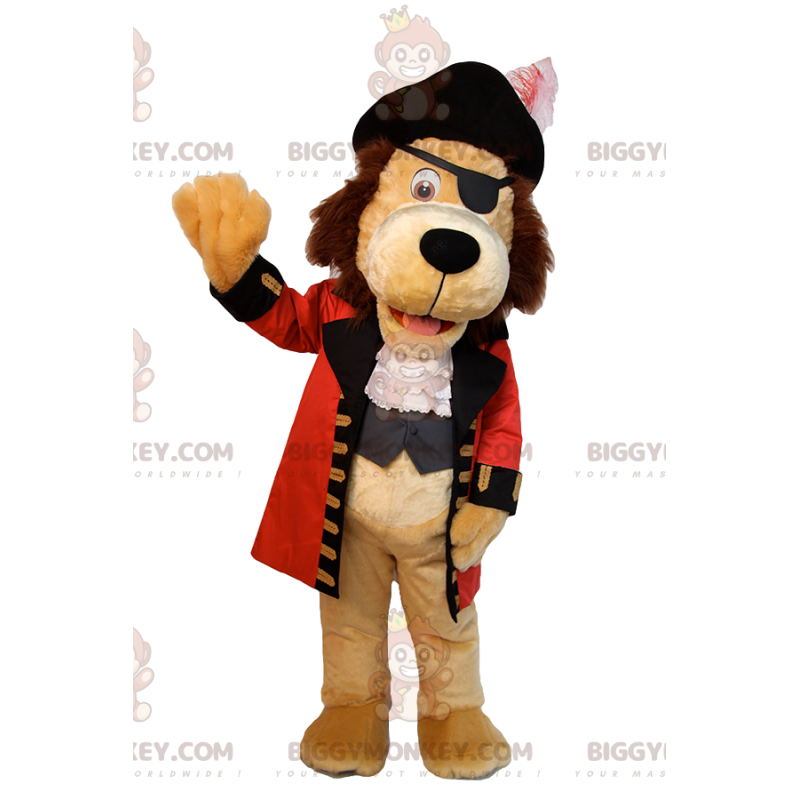 BIGGYMONKEY™ costume da mascotte di leone in costume da pirata.