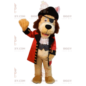 Traje de mascote BIGGYMONKEY™ de leão em traje de pirata.