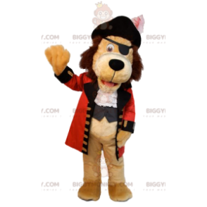 BIGGYMONKEY™ costume da mascotte di leone in costume da pirata.