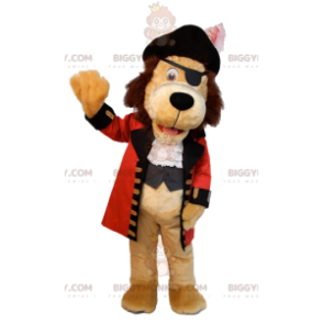 Traje de mascote BIGGYMONKEY™ de leão em traje de pirata.