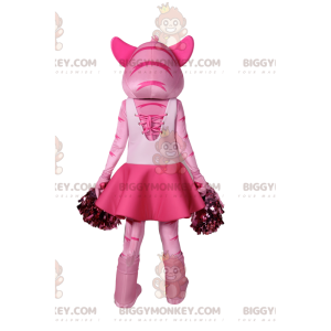 BIGGYMONKEY™ Maskotdräkt Rosa Tigress i Cheerleader-outfit -