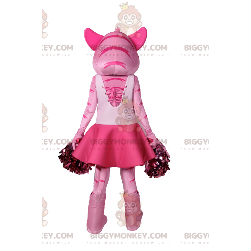 BIGGYMONKEY™ Mascot Costume Pink Tigress In Cheerleader Outfit