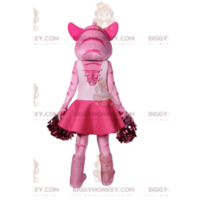 BIGGYMONKEY™ Maskotdräkt Rosa Tigress i Cheerleader-outfit -