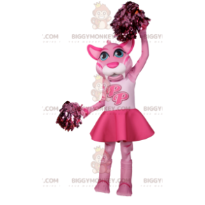 Traje de mascote BIGGYMONKEY™ Tigresa rosa com roupa de líder