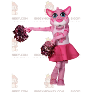 Costume de mascotte BIGGYMONKEY™ de tigresse rose en tenue de