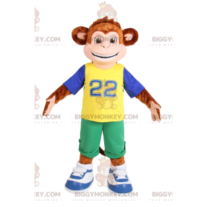 Costume de mascotte BIGGYMONKEY™ de singe marron en tenue de