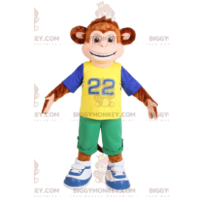 Bruin aap BIGGYMONKEY™ mascottekostuum in sportkleding. aap