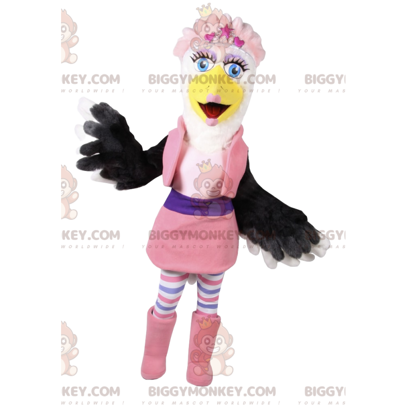 BIGGYMONKEY™ female eagle mascot costume with pink set. -