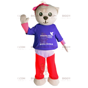 Costume de mascotte BIGGYMONKEY™ de petite oursonne crème avec