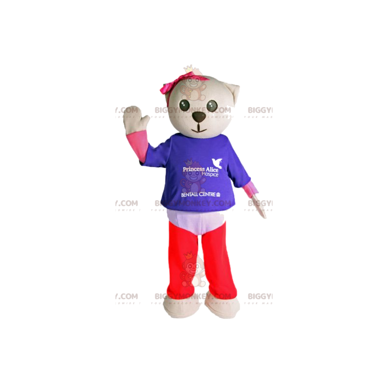 BIGGYMONKEY™ costume mascotte di un orsetto color crema con un