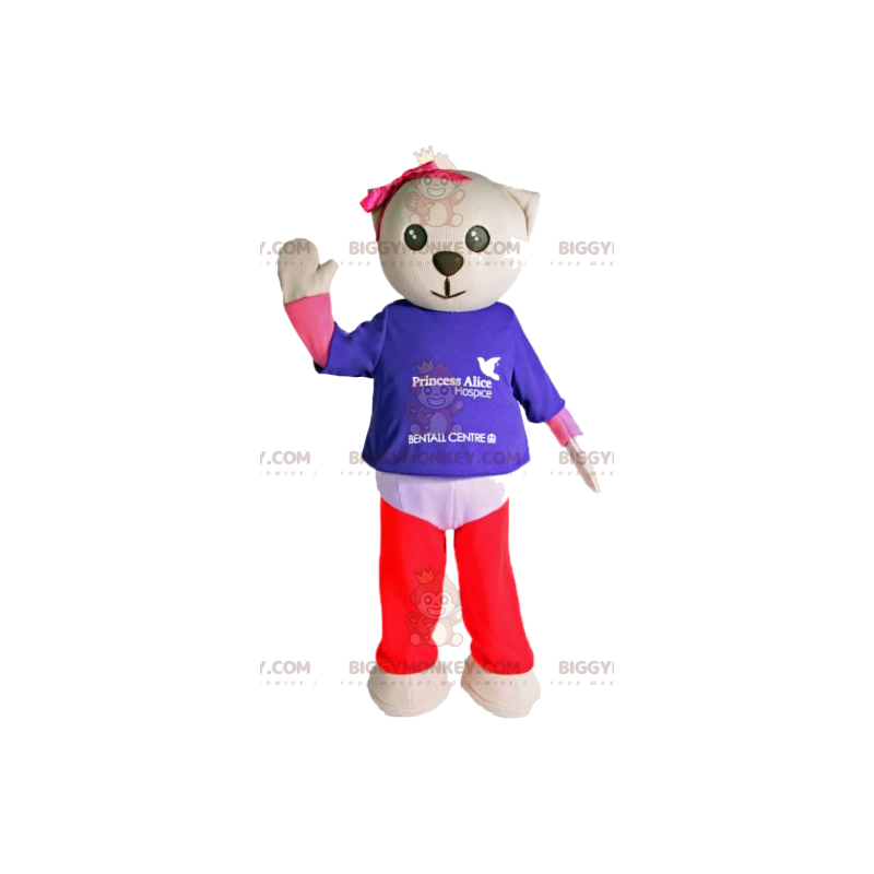 BIGGYMONKEY™ maskotkostume af en cremet lille bjørn med en smuk