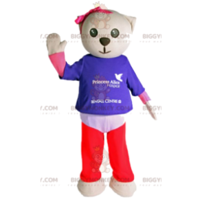 BIGGYMONKEY™ costume mascotte di un orsetto color crema con un