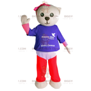 BIGGYMONKEY™ maskotti, jossa on kermanvärinen pieni karhu
