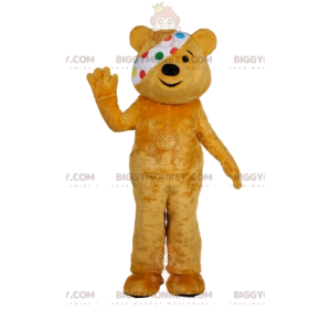 BIGGYMONKEY™ mascottekostuum van gele beer met verband. gele