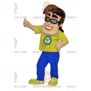 Costume de mascotte BIGGYMONKEY™ d'homme avec un t-shirt jaune