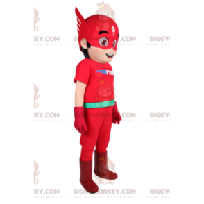 BIGGYMONKEY™ costume mascotte di Flash, l'eroe super veloce.