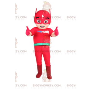 BIGGYMONKEY™ costume mascotte di Flash, l'eroe super veloce.