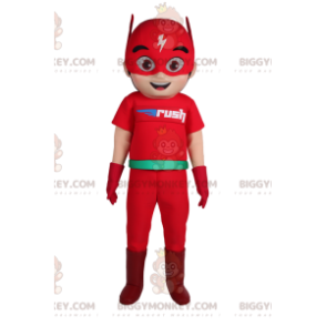 BIGGYMONKEY™ costume mascotte di Flash, l'eroe super veloce.