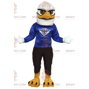 BIGGYMONKEY™ mascot costume of white eagle with a blue jersey.