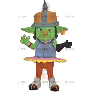 Costume da mascotte troll verde BIGGYMONKEY™ con elmo di