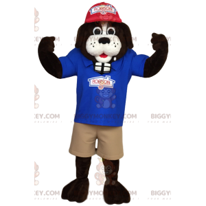 Costume de mascotte BIGGYMONKEY™ de St Bernard en tenue de