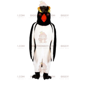 BIGGYMONKEY™ Pinguin-Maskottchen-Kostüm mit gelbem Hauch. -