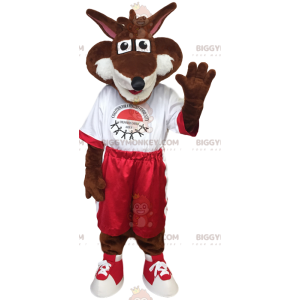 Costume mascotte Fox BIGGYMONKEY™ marrone in abbigliamento