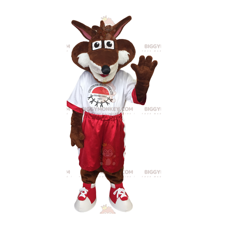 Traje de mascote Brown Fox BIGGYMONKEY™ em roupa esportiva