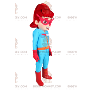 BIGGYMONKEY™ gemaskerde superheldin mascottekostuum in blauwe