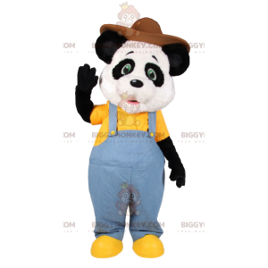 BIGGYMONKEY™ Costume da mascotte Panda in tuta di jeans e