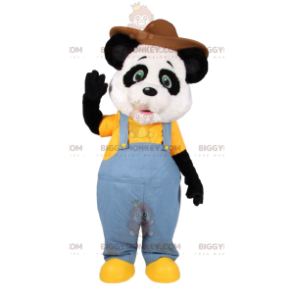 BIGGYMONKEY™ Costume da mascotte Panda in tuta di jeans e