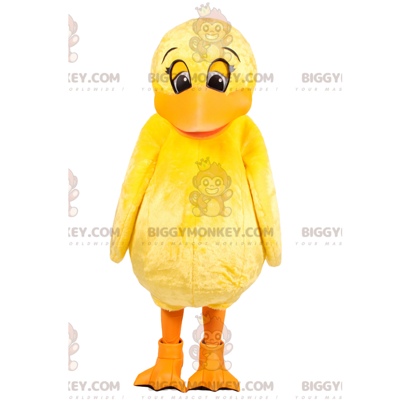 Traje da mascote do pato amarelo BIGGYMONKEY™. fantasia de pato