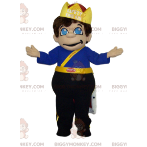 Little Boy BIGGYMONKEY™ Maskottchen-Kostüm im King-Outfit. -