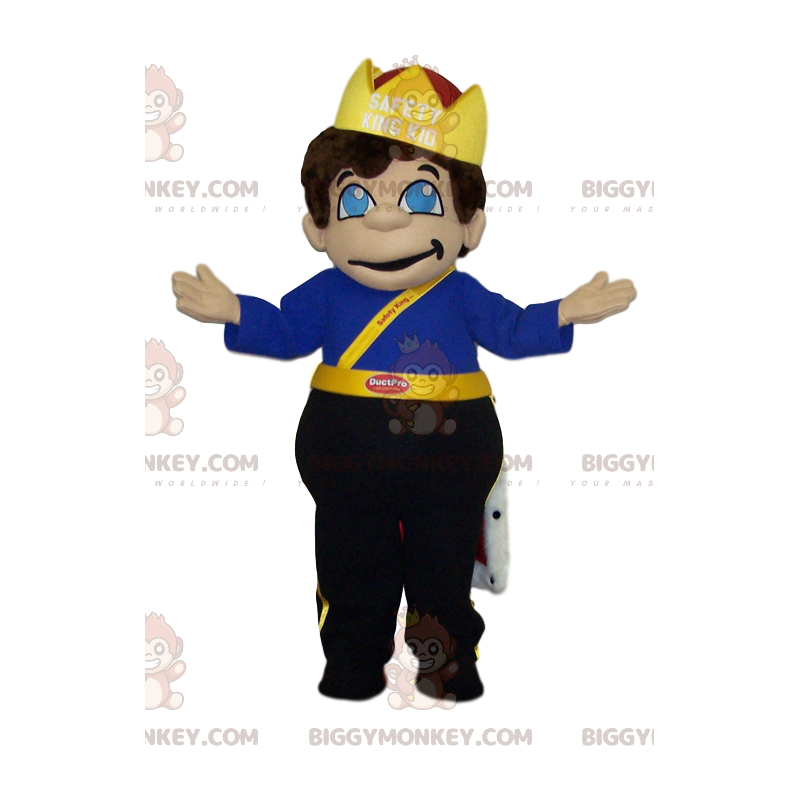 BIGGYMONKEY™-mascottekostuum voor kleine jongen in King-outfit.