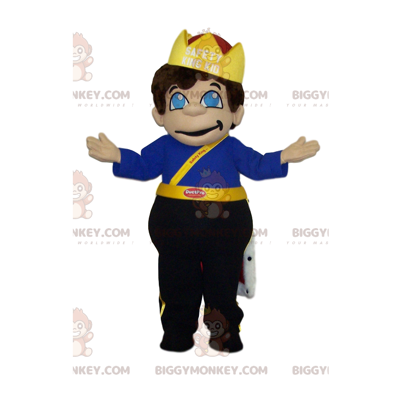 Little Boy BIGGYMONKEY™ Mascot Costume in King Outfit. –