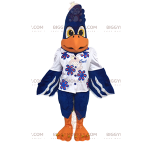 Costume de mascotte BIGGYMONKEY™ d'aigle royal bleu en chemise.