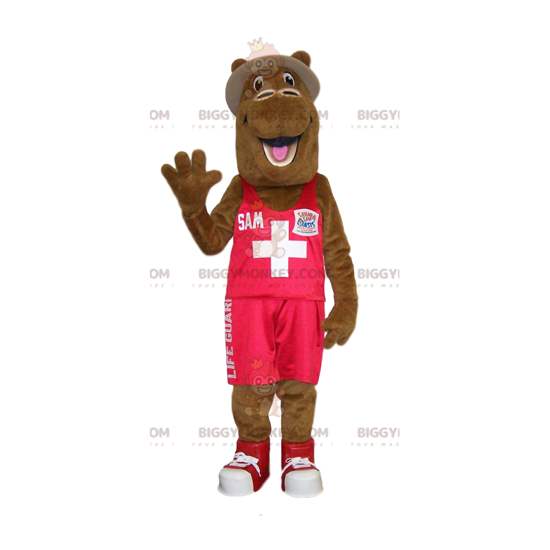 Camel BIGGYMONKEY™ mascottekostuum in EHBO-outfit. -