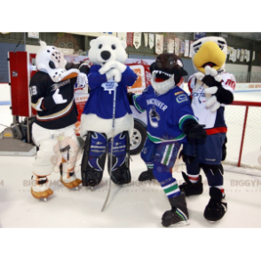 4 BIGGYMONKEY™s mascot: a duck, a shark, a bear and a bird -