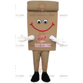 Costume de mascotte BIGGYMONKEY™ de snack marron souriant.