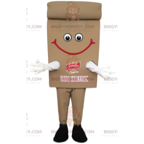 Χαμογελαστό καφέ σνακ στολή μασκότ BIGGYMONKEY™. στολή σνακ -